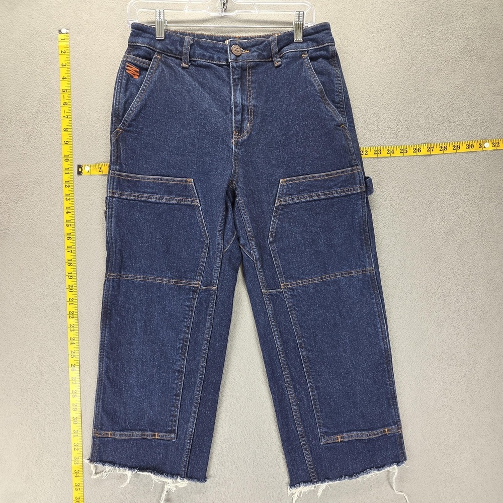 Ripton Jeans Mens 29 Blue Sport Utility Pant Workwear Zip Fly Raw Hem Panel Knee